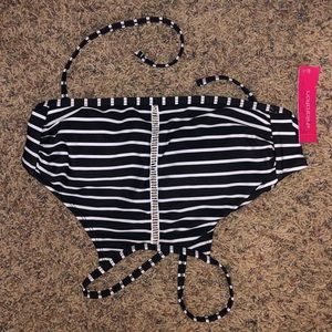 Striped halter bathing suit top size S